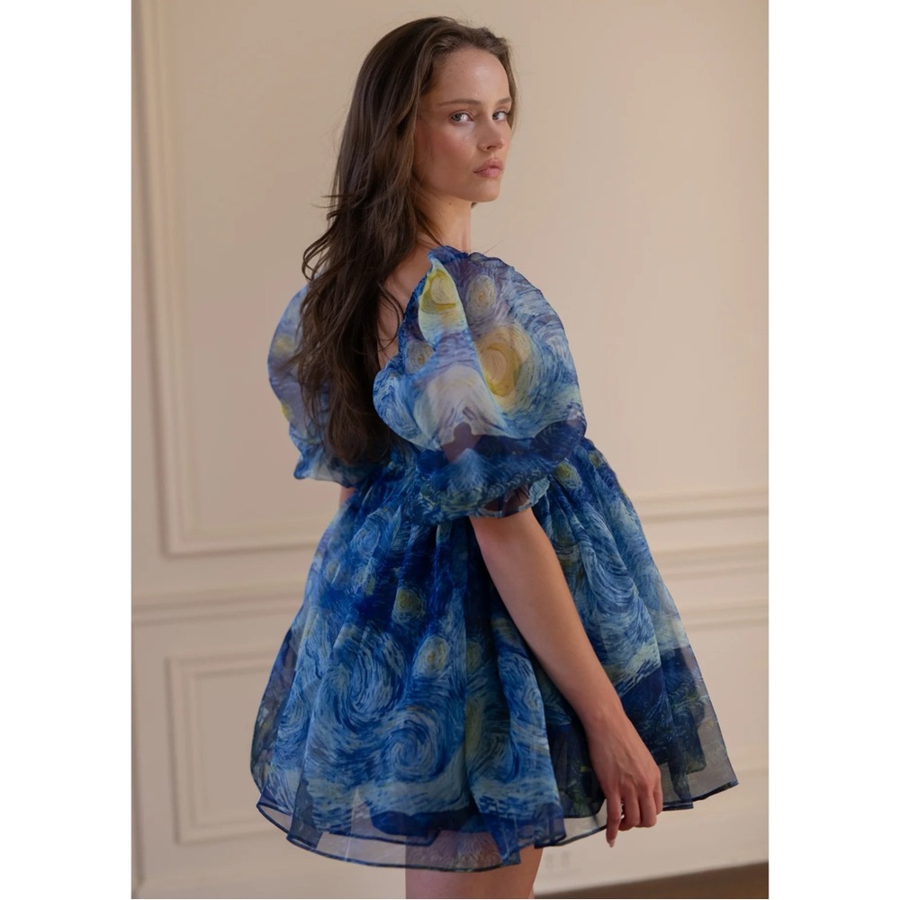 Selkie The Starry Night Silk Puff Dress Small NWT - Picture 4 of 16